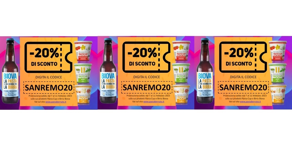 Sconto Sanremo Biova e Pasta Cup